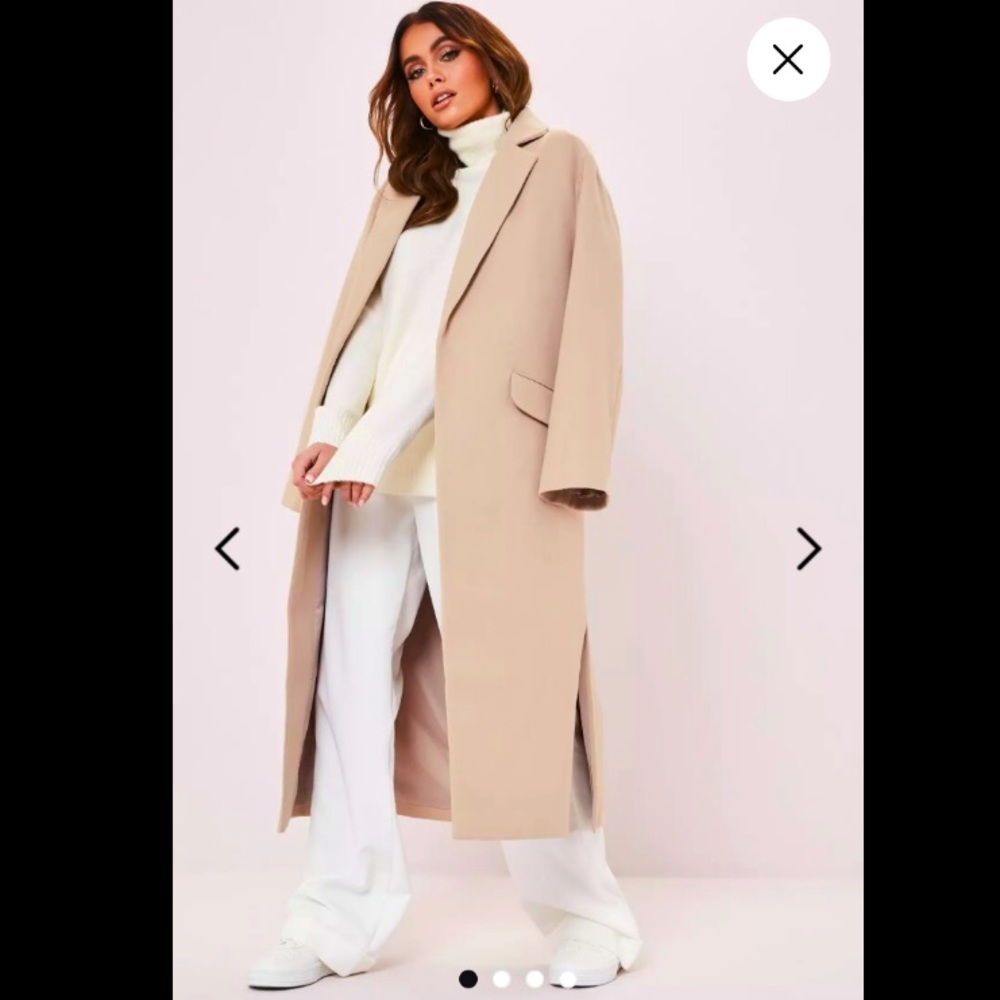 🚫SOLD🚫 Miss Guided Petite Camel Side Split Coat